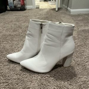 White faux leather booties